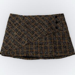 Versona Black and Tan Plaid Mini Skirt